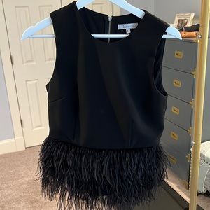 Black FEATHERS sleeveless top
